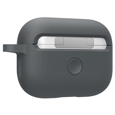 Чехол для наушников AirPods Pro силиконовый с карабином Spigen Silicone Fit темно-серый