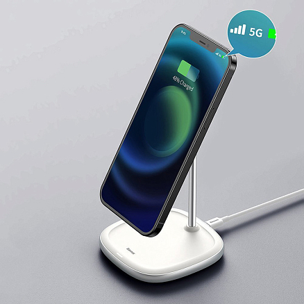 Беспроводная магнитная зарядка MagSafe для iPhone 15W Baseus Swan белая