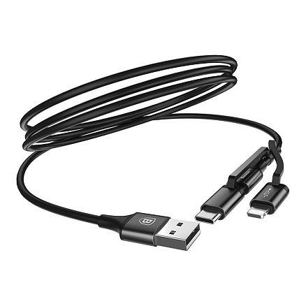 Кабель USB - MicroUSB, Lightning, Type-C 1,2 м 2A Baseus Excellent черный