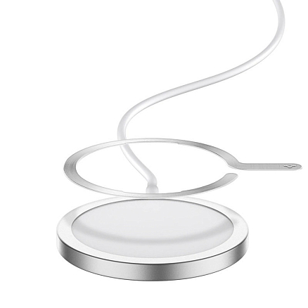 Наклейка на телефон для магнитного держателя MagSafe Spigen OneTap серебристая