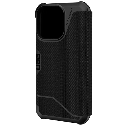 Чехол для iPhone 13 Pro гибридный для экстремальной защиты - книжка Urban Armor Gear UAG Metropolis Kevlar черный
