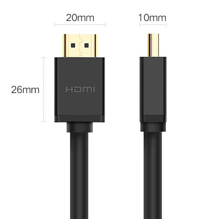 Кабель HDMI - HDMI (папа - папа) длина 2 м версия 2.0 4K 60Hz Ugreen HD104 черный