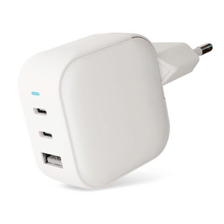 Зарядное устройство сетевое с USB и 2 Type-C 65W VLP G-Charge (быстрая зарядка QC, PD) белое