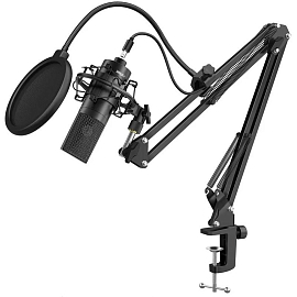 Микрофон для стрима с поп-фильтром Fifine T669 черный