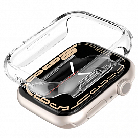 Чехол для Apple Watch 45 мм пластиковый тонкий Spigen Thin Fit прозрачный