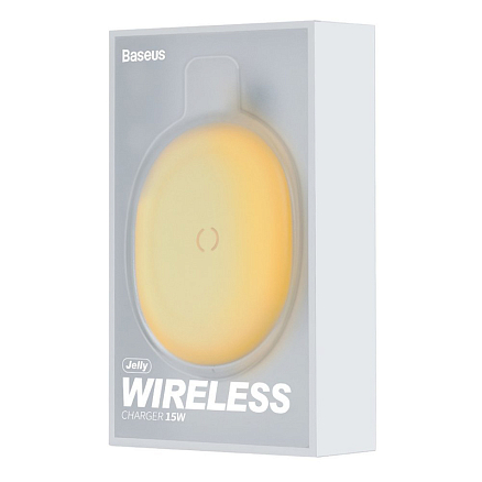 Беспроводная зарядка для телефона 15W Baseus Jelly (быстрая зарядка) желтая