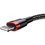 Кабель USB - Lightning для зарядки 0,5 м 2А плетеный Baseus Cafule черно-красный