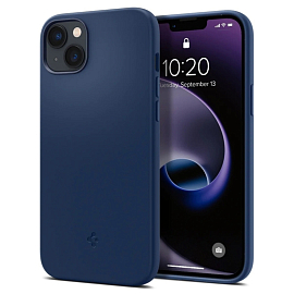 Чехол для iPhone 14 силиконовый Spigen Silicone Fit MagSafe синий