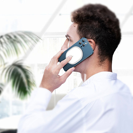 Беспроводная магнитная зарядка MagSafe для iPhone 15W с Type-C Baseus Light BS-W518 белая