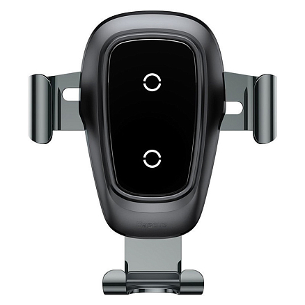 Держатель автомобильный в решетку обдува с беспроводной зарядкой (быстрая) и гравитационным зажимом Baseus Metal Gravity черный