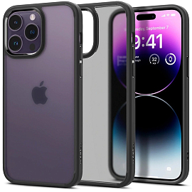 Чехол для iPhone 14 Pro гибридный Spigen Ultra Hybrid прозрачно-черный матовый