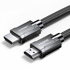 Кабель HDMI - HDMI (папа - папа) длина 1 м версия 2.0 4K 60Hz плетеный Ugreen HD136 черный