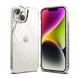 Чехол для iPhone 14 Plus гелевый с блестками ультратонкий Ringke Air прозрачный