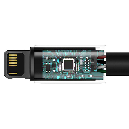 Кабель USB - Lightning для зарядки iPhone 2 м 2.4А плетеный Baseus Tungsten Gold черный