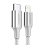 Кабель Type-C - Lightning для зарядки 1.5 м 3А MFi плетеный Ugreen US304 (быстрая зарядка PD) белый