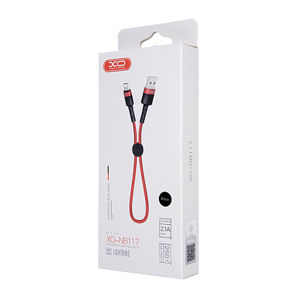 Кабель USB - Lightning для зарядки iPhone 0,25 м 2.1А XO NB117 черный