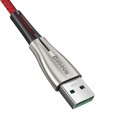 Кабель USB - MicroUSB для зарядки 1 м 4А плетеный Baseus Waterdrop (быстрая зарядка) красный