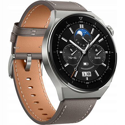 Умные часы Huawei Watch GT 3 Pro ODN-B19 с кожаным ремешком серые