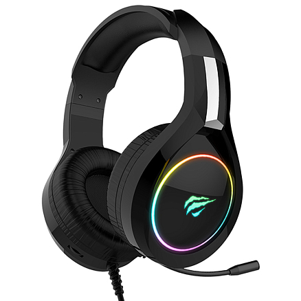 Наушники HV-H2232D полноразмерные с микрофоном и RGB подсветкой игровые черные