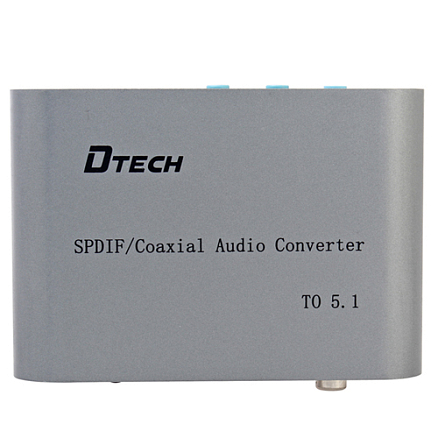 Аудио декодер 5.1 (SPDIF Toslink, Coaxial, AUX в аналоговый 3 разъема + USB) Dtech DT-6525