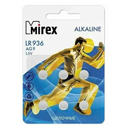 Батарейка AG9 (LR936) Alkaline Mirex упаковка 6 шт.