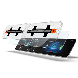 Защитное стекло для экрана мультимедиа системы автомобиля Mercedes A-Class 2020-2021 Spigen EZ FIT прозрачное