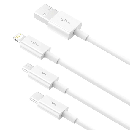 Кабель USB - Lightning, MicroUSB, Type-C 1.5 м 3.5A Baseus Superior CAMLTYS-02 белый