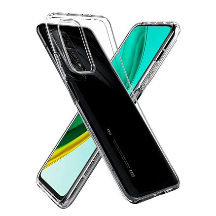 Чехол для Xiaomi Mi 10T, Mi 10T Pro гелевый ультратонкий Spigen Liquid Crystal прозрачный