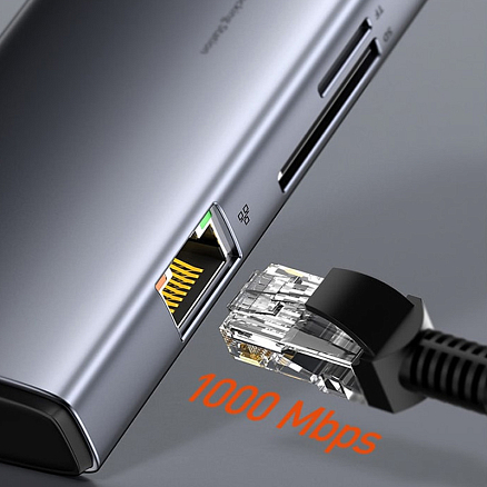 Хаб (разветвитель) Type-C 11-в-1 (PD) Baseus Metal Gleam серый