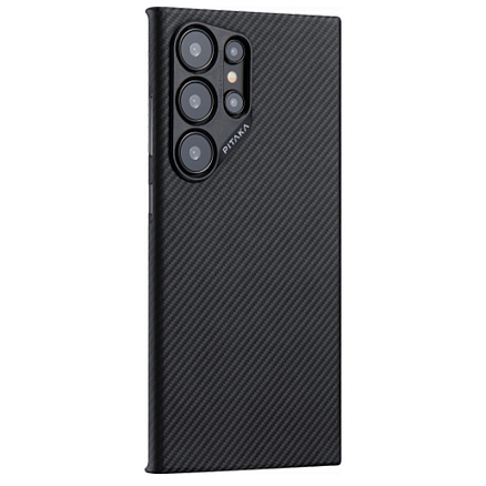 Чехол для Samsung Galaxy S24 Ultra кевларовый тонкий Pitaka MagEZ 4 черно-серый