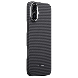 Чехол для iPhone 16 кевларовый тонкий Pitaka MagEZ 4 Ultra-Slim черно-серый