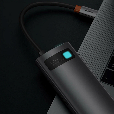 Хаб (разветвитель) Type-C - HDMI, 2 х USB 3.0, Type-C, Type-C PD, SD, microSD Baseus Gleam Series серый