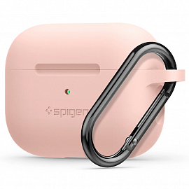 Чехол для наушников AirPods Pro силиконовый с карабином Spigen Silicone Fit светло-розовый