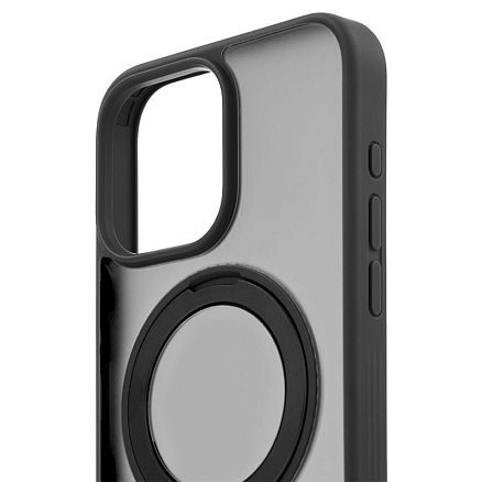 Чехол для iPhone 16 Pro Max гибридный с подставкой uBear Clip 360 Mag Magsafe прозрачно-черный