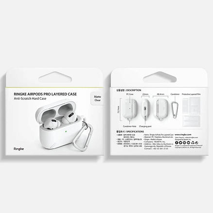 Чехол для наушников AirPods Pro, Pro 2 силиконовый с карабином Ringke Layered прозрачный