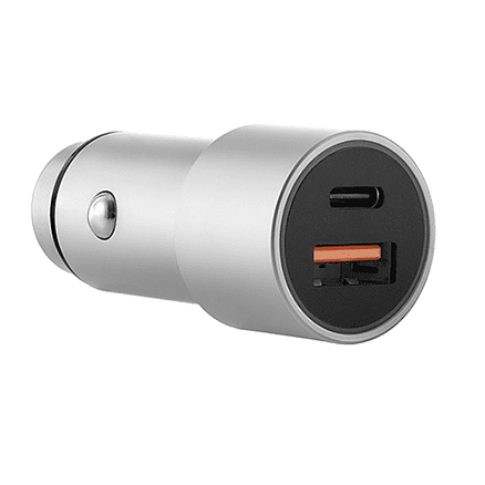 Зарядное устройство автомобильное с USB и Type-C входами 3A 20W uBear Ride (быстрая зарядка PD 3.0, QC 3.0) серебристое