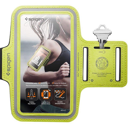 Чехол универсальный для телефона до 6,9 дюйма спортивный наручный Spigen SGP Sport Armband кислотно-желтый
