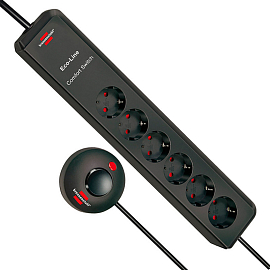 Сетевой фильтр на 6 розеток длина 2 м с выносной кнопкой Brennenstuhl Eco-Line Comfort черный