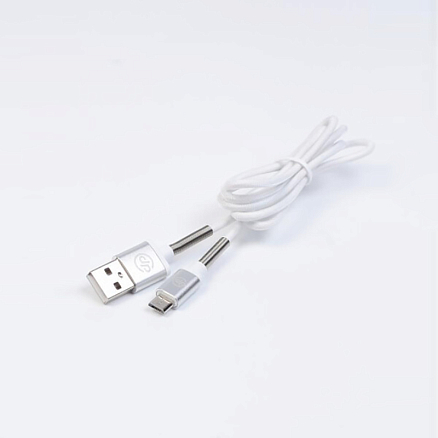 Кабель USB - MicroUSB для зарядки 1 м 3A плетеный Digitalpart MC-305 бело-серый