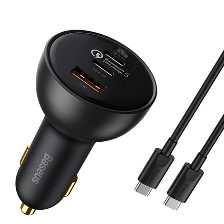 Зарядное устройство автомобильное с USB и двумя Type-C входами 160W Baseus Technology Multi-Port (быстрая зарядка QC 5.0) черное