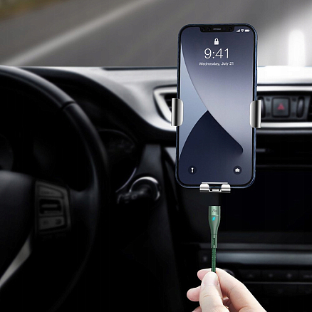 Кабель Type-C - Lightning для зарядки 1 м 20W магнитный плетеный Baseus Zinc (быстрая зарядка PD) зеленый
