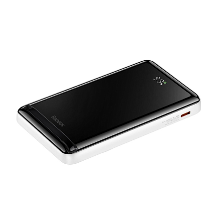 Внешний аккумулятор Baseus Magnetic Bracket с беспроводной зарядкой MagSafe 10000мАч (USB, Type-C, ток 3А, быстрая зарядка QC, PD, 20Вт) белый