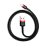 Кабель USB - Lightning для зарядки 0,5 м 2А плетеный Baseus Cafule черно-красный