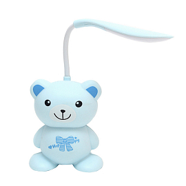 Лампа светодиодная мини настольная беспроводная SM YW1702 Мишка голубая