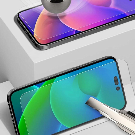 Защитное стекло для iPhone 14 Pro на весь экран противоударное WhiteStone Dome Glass EZ прозрачное 3 шт.