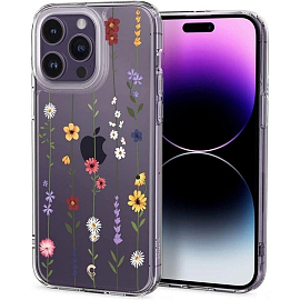 Чехол для iPhone 14 Pro Max гелевый Spigen Cyrill Cecile Flower Garden прозрачный