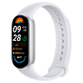 Фитнес-браслет Xiaomi Smart Band 9 (серебристый, с белым силиконовым ремешком, международная версия)