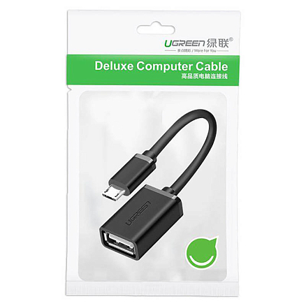 Переходник MicroUSB - USB 2.0 (папа - мама) хост OTG длина 15 см Ugreen US133 черный