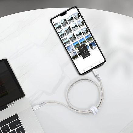 Кабель Type-C - Type-C длина 1 м 5A 20V 100W плетеный Baseus High Density (быстрая зарядка PD, QC 3.0) белый