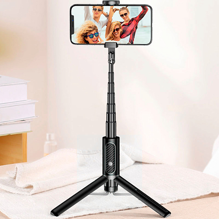 Монопод (палка для селфи) Bluetooth с кнопкой и треногой Nova Phantom 202 черный